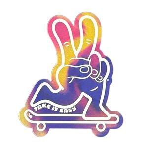 Dutch‎ Bros Multi-Color Tie-Dye Peace Sign Skateboard Sticker Collectible Coffee